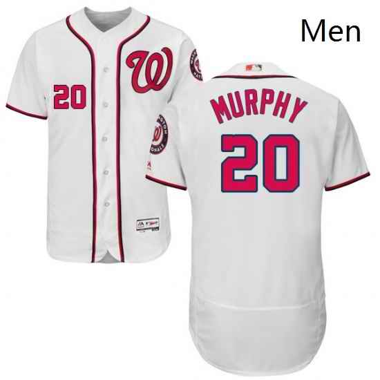 Mens Majestic Washington Nationals 20 Daniel Murphy White Home Flex Base Authentic Collection MLB Jersey
